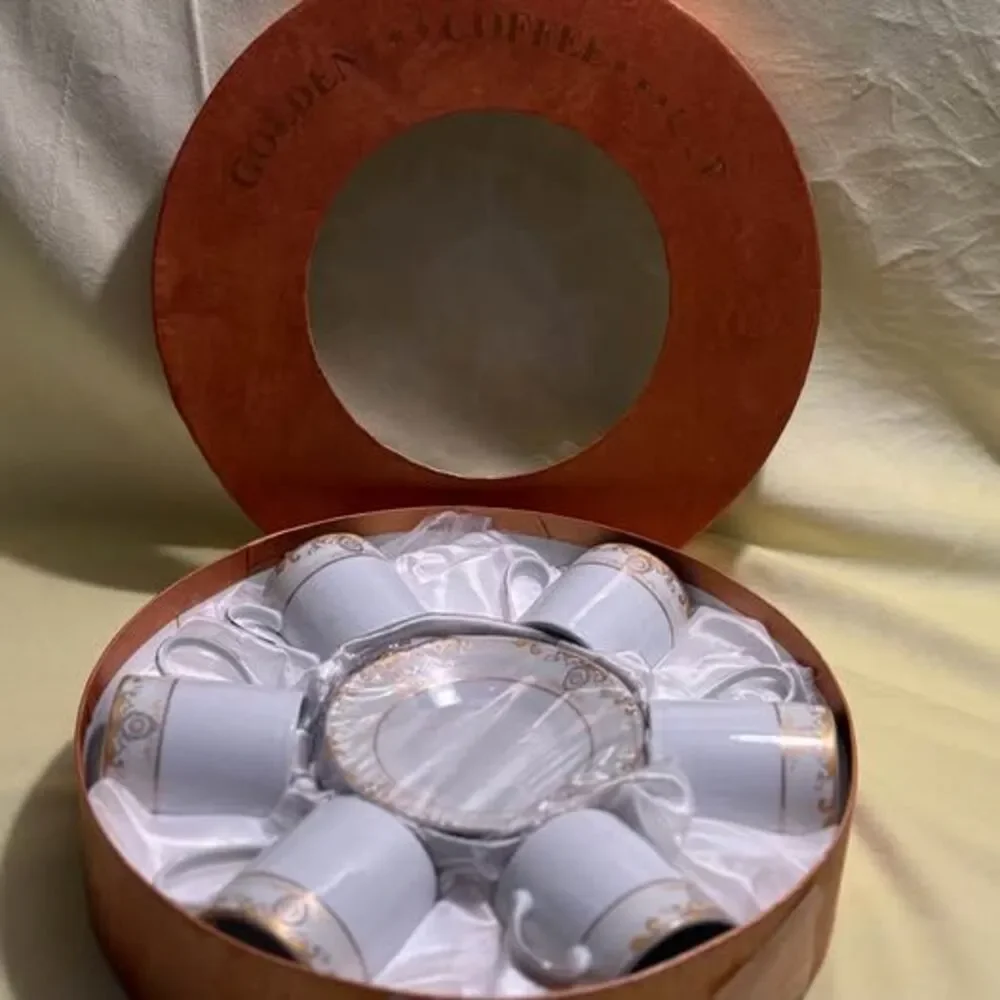 6-Piece Porcelain Espresso Cup and Saucer Set